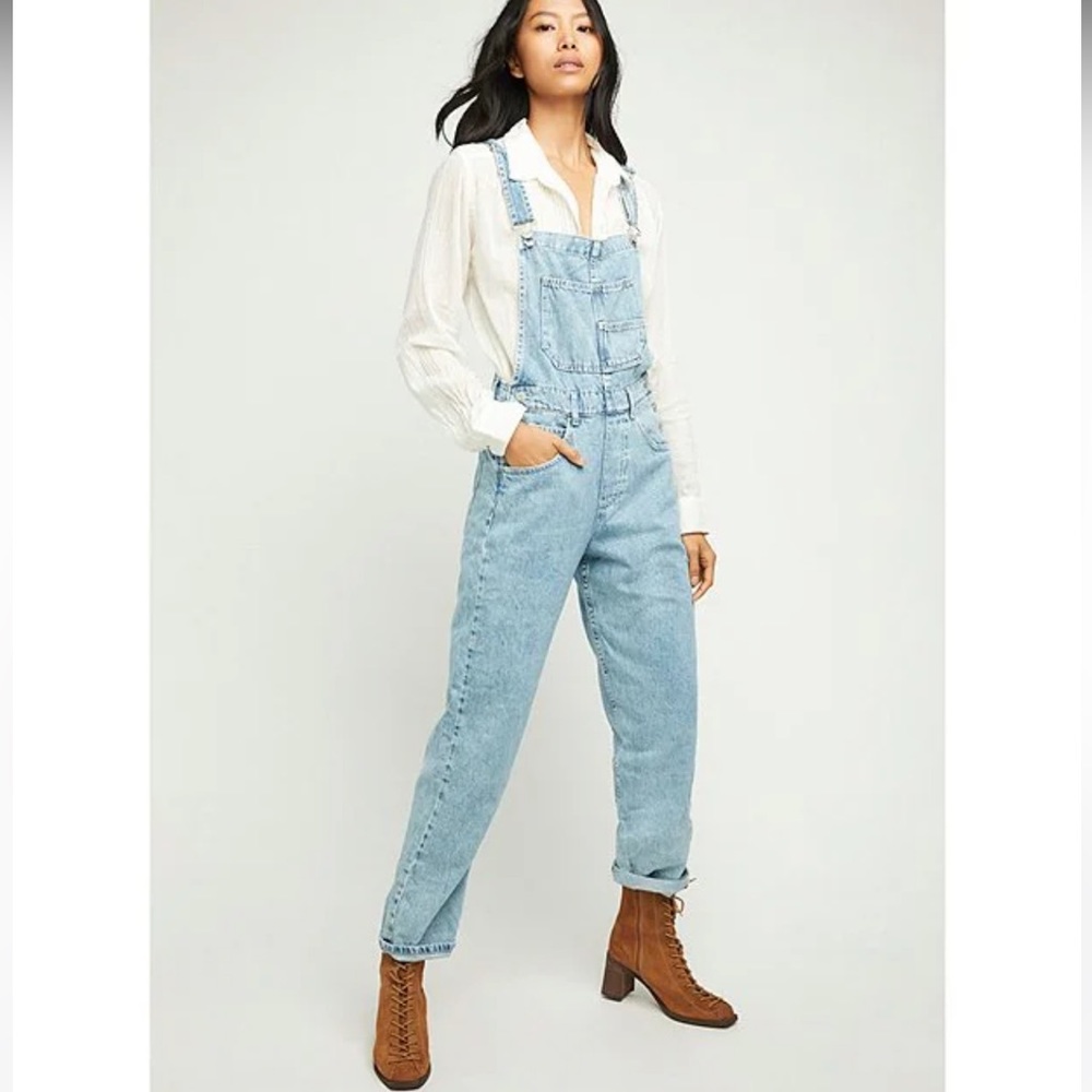 We The Free Light Blue Denim Overalls